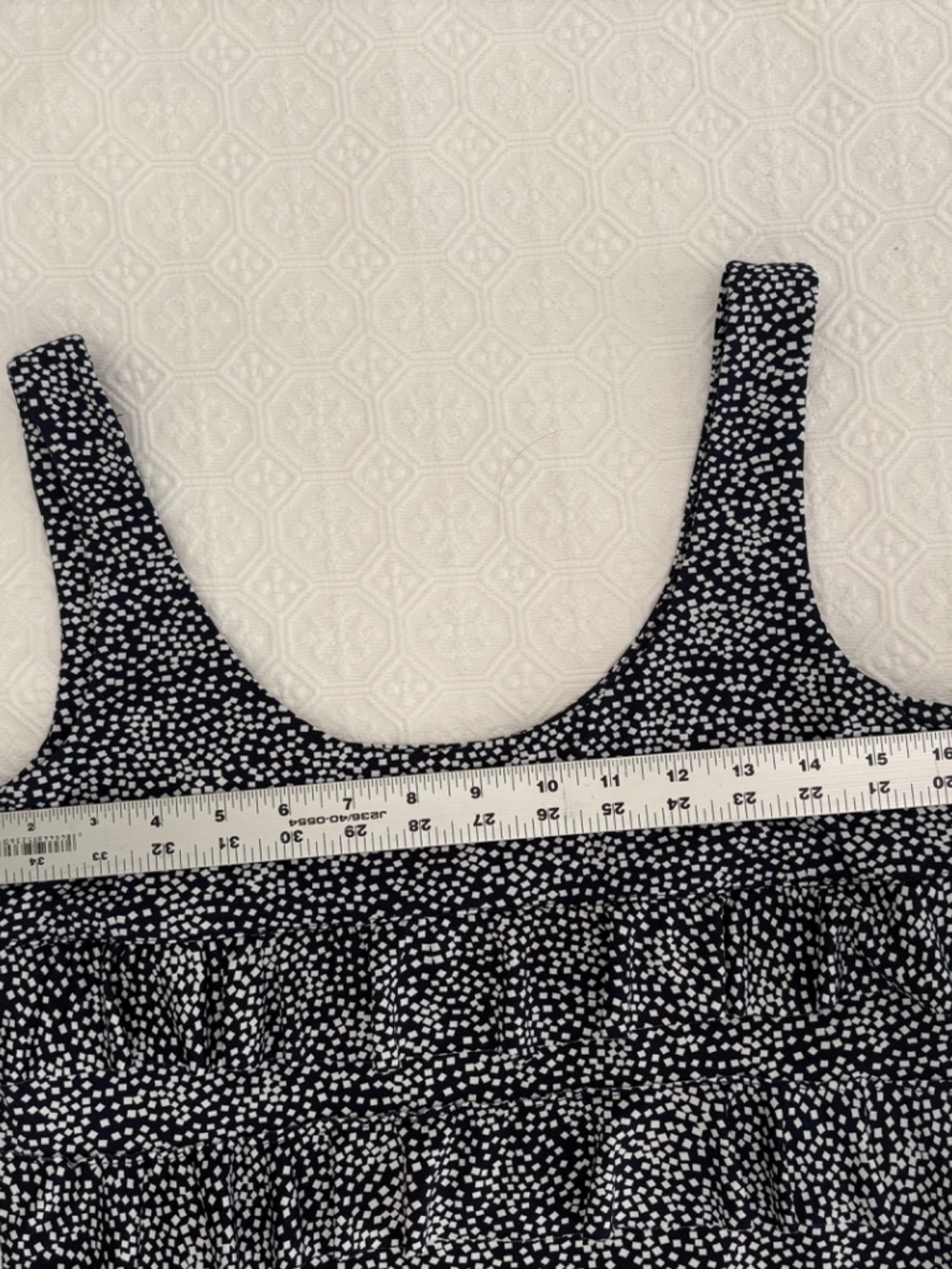 Tango Mango ChaCha Tiered Ruffle Dress NavyWhite Print Size M Travel Knee Length - Picture 5 of 8